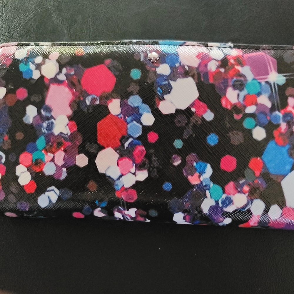 Kate Spade Grant Lane Photoreal Glitter Black Leather Wallet